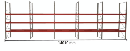 META Rayonnage à palettes MULTIPAL pour 40 palettes, largeur 14010 mm, 4 niveaux de stockage