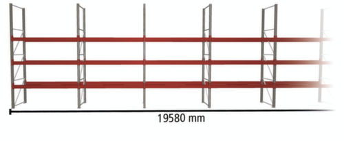 META Rayonnage à palettes MULTIPAL pour 56 palettes, largeur 19580 mm, 4 niveaux de stockage