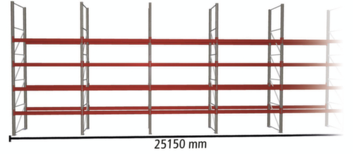 META Rayonnage à palettes MULTIPAL pour 135 palettes, largeur 25150 mm, 5 niveaux de stockage