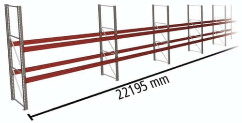 META Rayonnage à palettes MULTIPAL pour 72 palettes, largeur 22195 mm, 3 niveaux de stockage