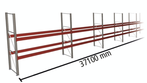 META Rayonnage à palettes MULTIPAL pour 120 palettes, largeur 37100 mm, 3 niveaux de stockage