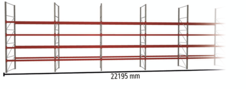 META Rayonnage à palettes MULTIPAL pour 120 palettes, largeur 22195 mm, 5 niveaux de stockage