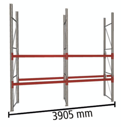 META Rayonnage à palettes MULTIPAL pour 18 palettes, largeur 3905 mm, 3 niveaux de stockage
