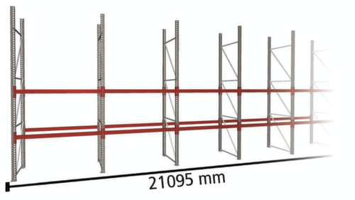 META Rayonnage à palettes MULTIPAL pour 99 palettes, largeur 21095 mm, 3 niveaux de stockage