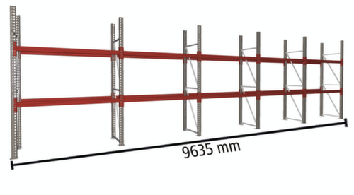 META Rayonnage à palettes MULTIPAL pour 15 palettes, largeur 9635 mm, 3 niveaux de stockage