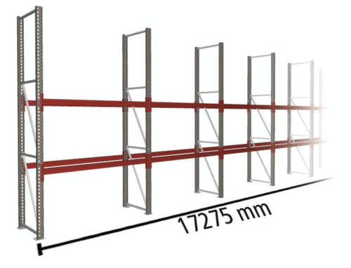 META Rayonnage à palettes MULTIPAL pour 27 palettes, largeur 17275 mm, 3 niveaux de stockage
