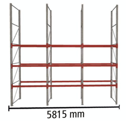 META Rayonnage à palettes MULTIPAL pour 12 palettes, largeur 5815 mm, 4 niveaux de stockage