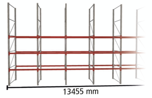 META Rayonnage à palettes MULTIPAL pour 28 palettes, largeur 13455 mm, 4 niveaux de stockage