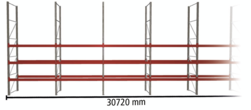META Rayonnage à palettes MULTIPAL pour 88 palettes, largeur 30720 mm, 4 niveaux de stockage