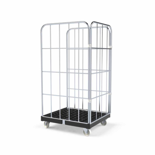 Bac sur roulettes BASICline avec 3 parois, force 500 kg, longueur x largeur 845 x 724 mm