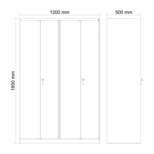 C+P armoire vestiaire noir et blanc Evolo PLUS avec double compartiment, largeur de compartiment 300 mm