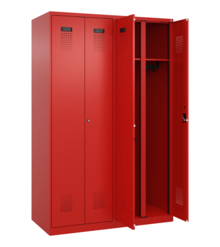 C+P armoire vestiaire noir et blanc Evolo PLUS avec double compartiment, largeur de compartiment 300 mm