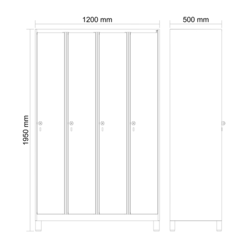 C+P Armoire vestiaire Evolo PLUS, largeur de compartiment 300 mm