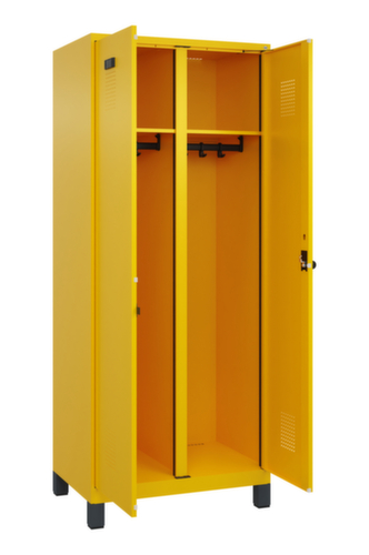 C+P armoire vestiaire noir et blanc Evolo PLUS avec double compartiment, largeur de compartiment 400 mm