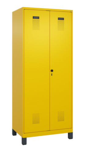 C+P armoire vestiaire noir et blanc Evolo PLUS avec double compartiment, largeur de compartiment 400 mm
