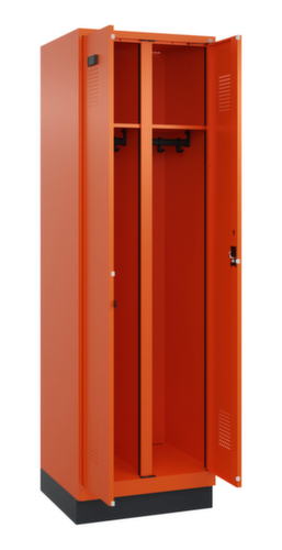 C+P armoire vestiaire noir et blanc Evolo PLUS avec double compartiment, largeur de compartiment 300 mm