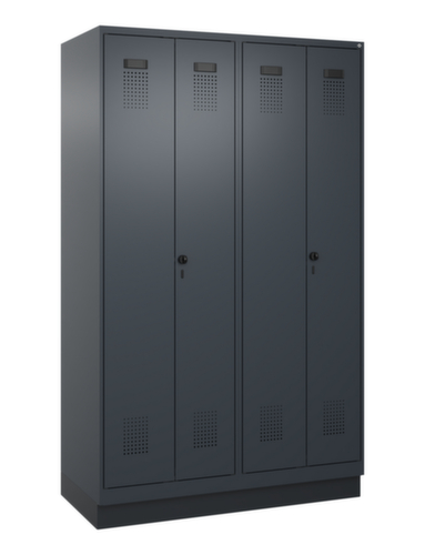 C+P armoire vestiaire noir et blanc Evolo PLUS avec double compartiment, largeur de compartiment 300 mm