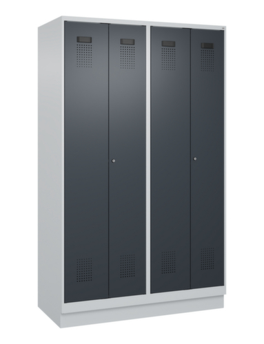 C+P armoire vestiaire noir et blanc Evolo PLUS avec double compartiment, largeur de compartiment 300 mm