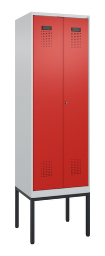 C+P armoire vestiaire noir et blanc Evolo PLUS avec double compartiment, largeur de compartiment 300 mm