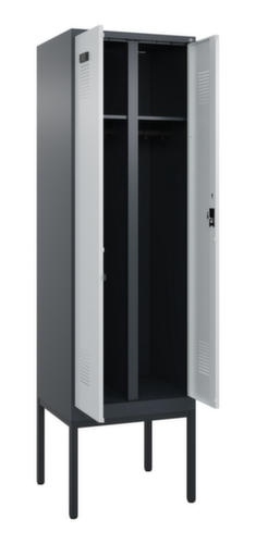 C+P armoire vestiaire noir et blanc Evolo PLUS avec double compartiment, largeur de compartiment 300 mm