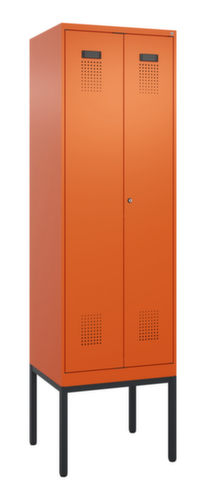 C+P armoire vestiaire noir et blanc Evolo PLUS avec double compartiment, largeur de compartiment 300 mm