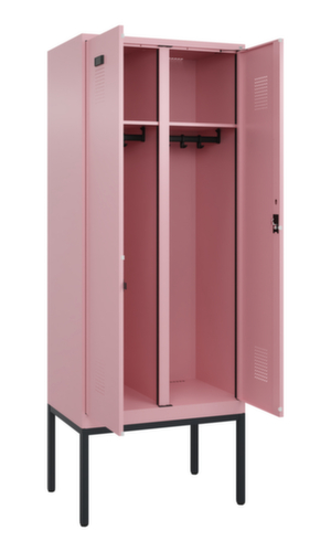 C+P armoire vestiaire noir et blanc Evolo PLUS avec double compartiment, largeur de compartiment 400 mm