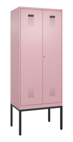 C+P armoire vestiaire noir et blanc Evolo PLUS avec double compartiment, largeur de compartiment 400 mm