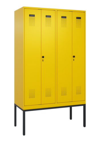 C+P armoire vestiaire noir et blanc Evolo PLUS avec double compartiment, largeur de compartiment 300 mm