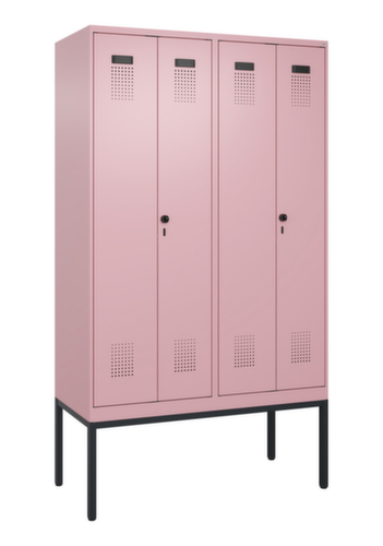 C+P armoire vestiaire noir et blanc Evolo PLUS avec double compartiment, largeur de compartiment 300 mm