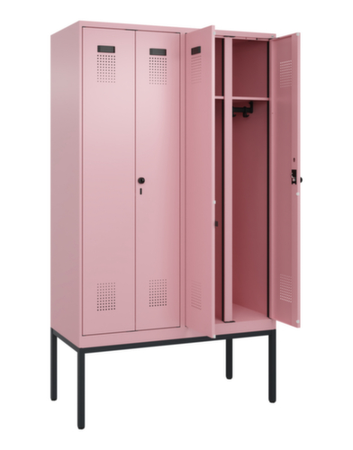 C+P armoire vestiaire noir et blanc Evolo PLUS avec double compartiment, largeur de compartiment 300 mm