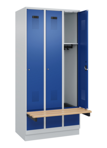 C+P Armoire vestiaire Evolo PLUS avec banc suspendu, largeur de compartiment 300 mm
