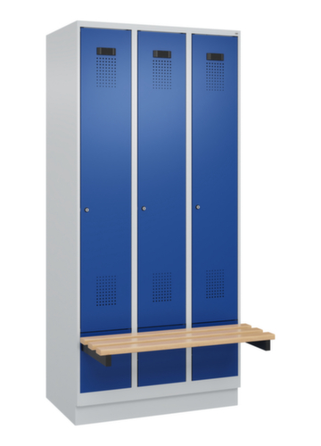 C+P Armoire vestiaire Evolo PLUS avec banc suspendu, largeur de compartiment 300 mm