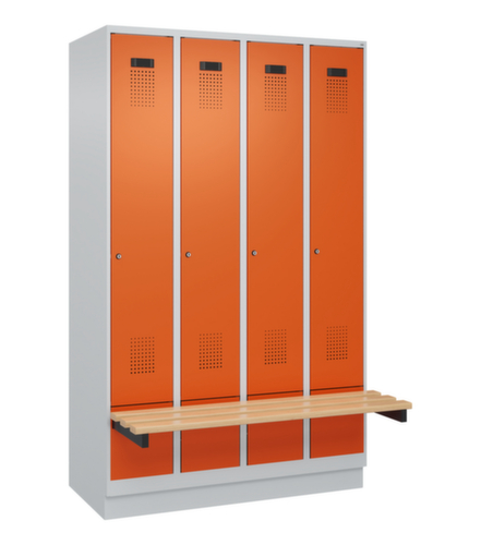 C+P Armoire vestiaire Evolo PLUS avec banc suspendu, largeur de compartiment 300 mm