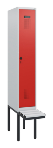 C+P Armoire vestiaire Evolo PLUS avec banc suspendu, largeur de compartiment 300 mm