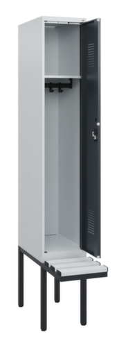 C+P Armoire vestiaire Evolo PLUS avec banc suspendu, largeur de compartiment 300 mm
