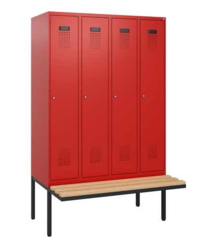 C+P Armoire vestiaire Evolo PLUS avec banc suspendu, largeur de compartiment 300 mm