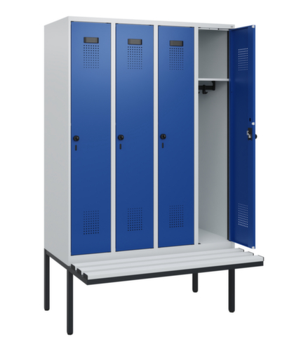 C+P Armoire vestiaire Evolo PLUS avec banc suspendu, largeur de compartiment 300 mm