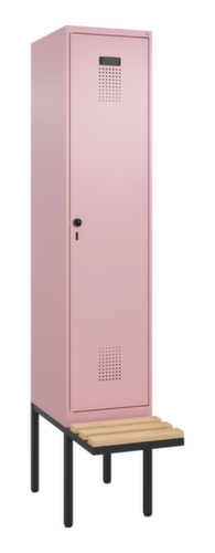 C+P armoire vestiaire en noir et blanc Evolo PLUS avec banc, largeur de compartiment 400 mm