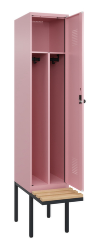 C+P armoire vestiaire en noir et blanc Evolo PLUS avec banc, largeur de compartiment 400 mm