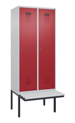 C+P Armoire vestiaire Evolo PLUS avec banc suspendu, largeur de compartiment 400 mm