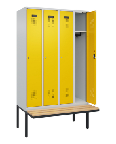 C+P Armoire vestiaire Evolo PLUS avec banc suspendu, largeur de compartiment 300 mm