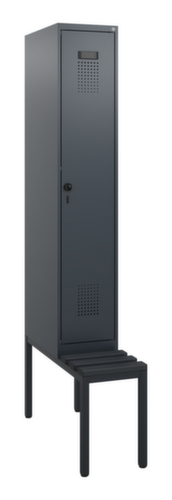 C+P Armoire vestiaire Evolo PLUS avec banc, largeur de compartiment 300 mm