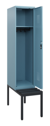 C+P Armoire vestiaire Evolo PLUS avec banc, largeur de compartiment 400 mm