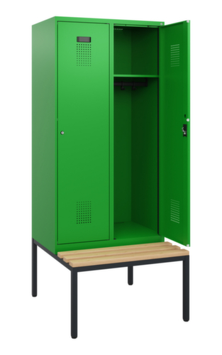 C+P Armoire vestiaire Evolo PLUS avec banc, largeur de compartiment 400 mm