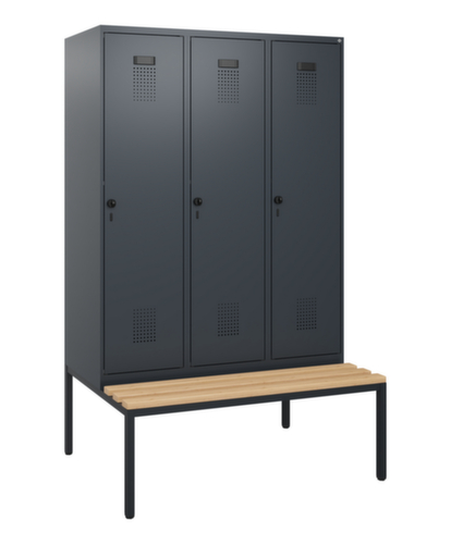 C+P Armoire vestiaire Evolo PLUS avec banc, largeur de compartiment 400 mm