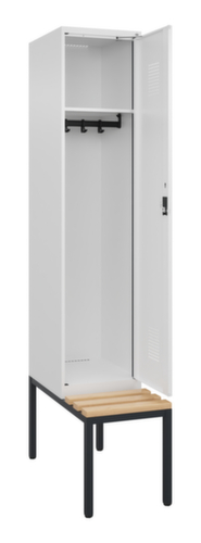 C+P Armoire vestiaire Evolo PLUS avec banc, largeur de compartiment 400 mm