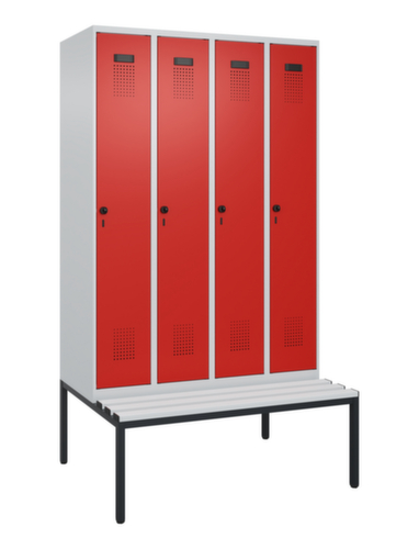 C+P Armoire vestiaire Evolo PLUS avec banc, largeur de compartiment 300 mm