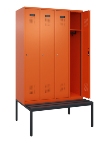 C+P Armoire vestiaire Evolo PLUS avec banc, largeur de compartiment 300 mm
