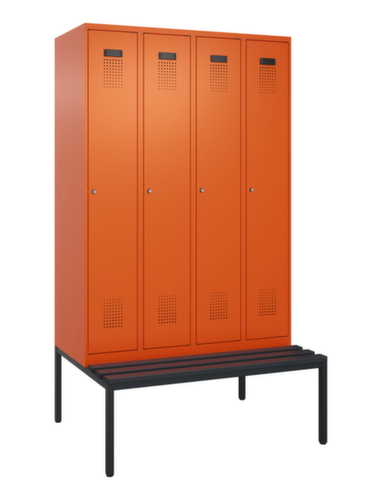 C+P Armoire vestiaire Evolo PLUS avec banc, largeur de compartiment 300 mm