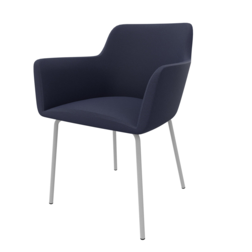 Quadrifoglio Siège visiteur City avec accoudoirs, assise bleu clair, piètement 4 pieds